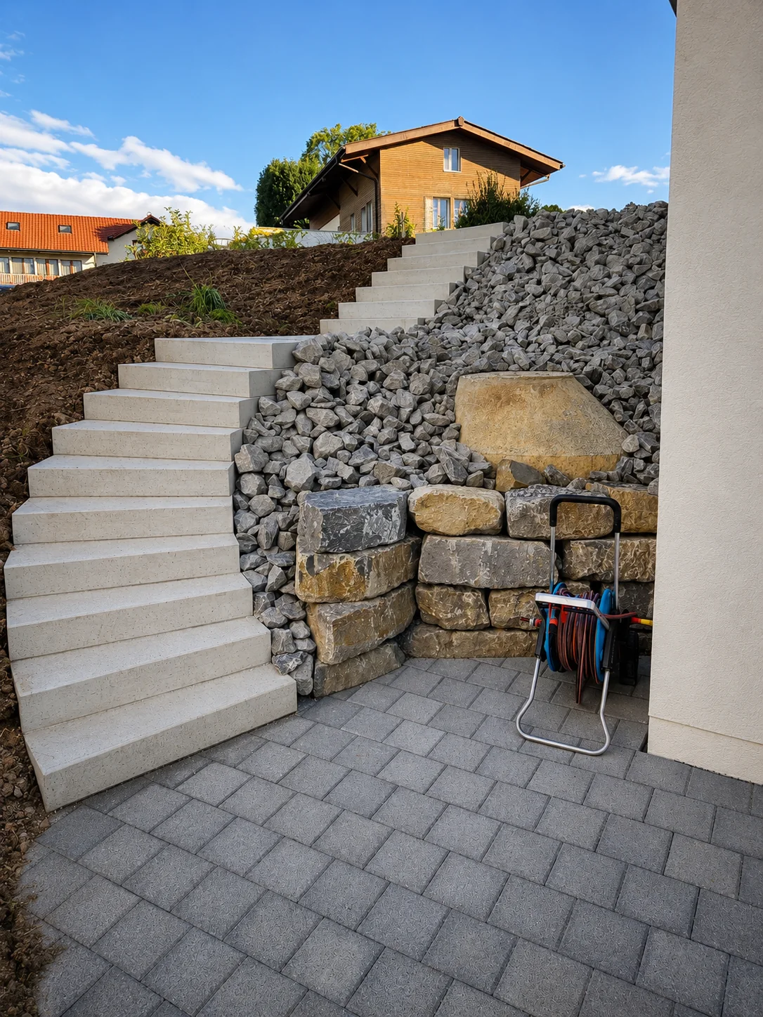 Gartenbau mit Treppenanlage und Naturstein von Pool Service Stritt